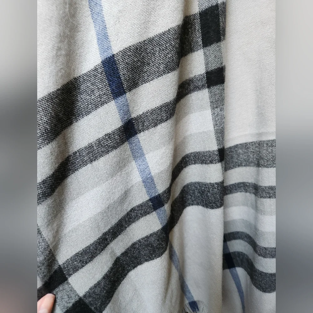 Lord & Taylor Plaid Ruana/ Poncho with Fringe